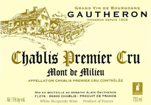 Domaine Gautheron Chablis Premier Cru AC 'Mont de Milieu' 2003